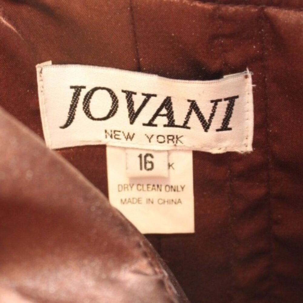 Jovani New York Strapless Beaded Ruched Chiffon Evening Gown 16 Chocolate Brown - Picture 5 of 6